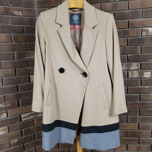 Vince Camuto color blocked wool lined pea coat double breasted buttons